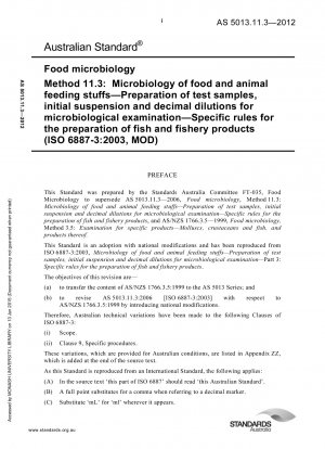 Микробиология пищевых продуктов Микробиология пищевых продуктов и кормов для животных Подготовка тестовых образцов, исходных суспензий и десятичных разведений для микробиологического исследования Специальные правила приготовления рыбы и рыбной продукции (ISO 6887-3: 2003 MOD)